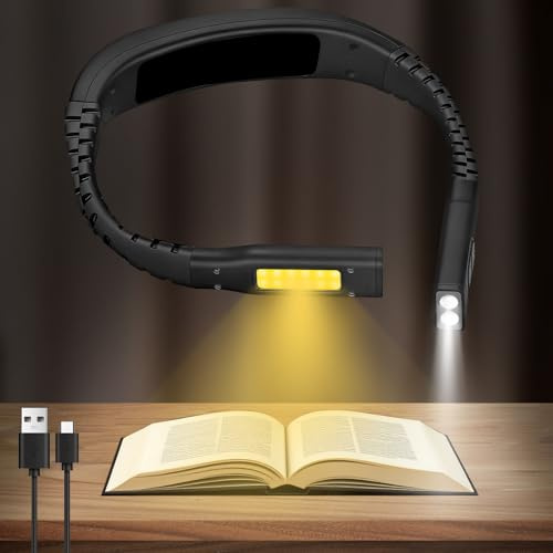HOTUT LED Neck Reading Light,Book Light for Reading in Bed,Rechargeable Neck Light Knitting,3 Colors,Comfortable and Lightweight,Gifts for Christmas,for Reading, Knitting, Camping, Repairing