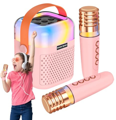 Karaoke portatile per,Altoparlante canto senza fili con 2 microfoni | Giocattolo karaoke musicale - per palcoscenico ufficio, terrazza giardino feste all'aperto spettacoli a casa