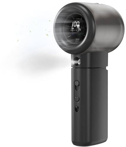 Ventilador de Mano con Función de Pulverización – Motor 16000 RPM, Batería 5000mAh, 1–100 Velocidades Ajustables, USB Recargable, Portátil y Ligero, Mini Ventilador con Niebla Fina para Verano, Exteri
