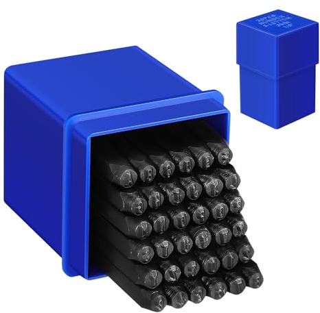 HAKIDZEL Nummerierstanzwerkzeuge aus Kohlenstoffstahl 1 Satz mit Schlagbuchstaben 4mm für Hobbybastler und Professionelle Gravur von Namen und Seriennummern