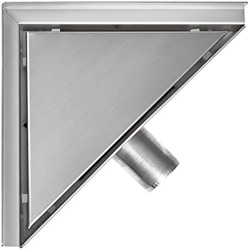 VILSTEIN© Duschrinne, Dreieck, Randablauf, 20x20 cm, Siphon mit Geruchsstop und Haarsieb, Dreieckig, Edelstahl Ablaufrinne, Bodenablauf, Duschablauf, Komplettset mit Bodenbefestigung