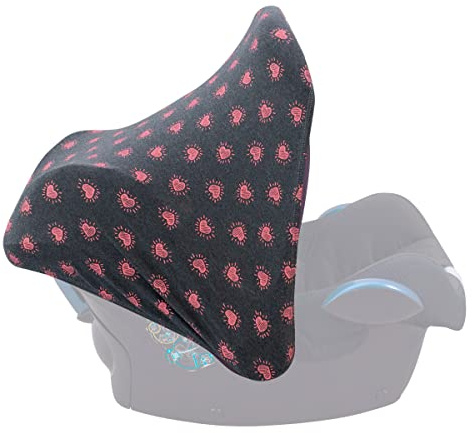 JYOKO KIDS Capot Universalle compatible avec Maxi Cosi Groupe 0+, Protection solaire pour porte-bébés, Siège auto ou poussettes, Convient à la plupart des Marques (FLUOR HEART)
