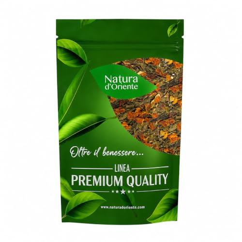 NATURA D'ORIENTE Tè Verde Arancia e Pompelmo 100g Agrumato | Tè verde 60% con arancia e pompelmo • Note fresche e agrumate