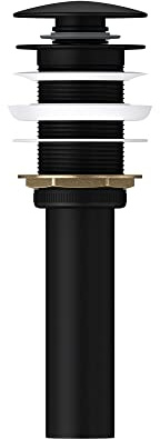 Mai & Mai Ablaufgarnitur Waschbeckenstöpsel schwarz Push Up Abfluss Ventil | Durchmesser: 6,6cm, ohne Überlauf, Fingerdruck-Öffnungsfunktion, PU01