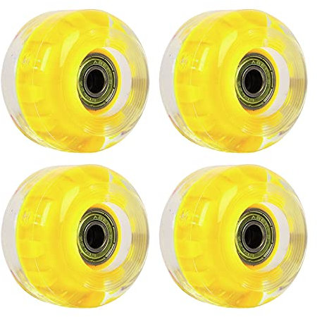 LIANYG Leuchtende Skateboard-Rollen, 4 Stück, Skateboard-Rollen, Rollen, Kugellager, Skateboard, Longboard, Ersatz für Kinder, Erwachsene, Skateboarding, Roller, Zubehör (Farbe: Gelb)