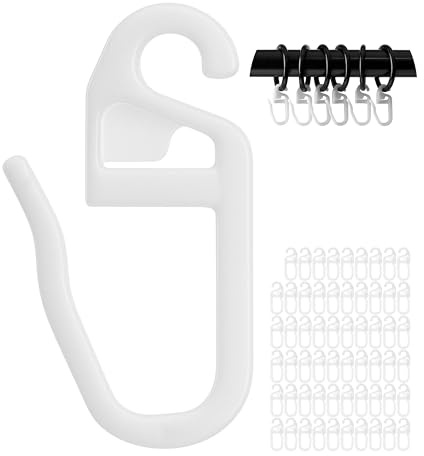 60 x Ganchos de Cortina con Ojales de 4 mm para Anillos de Cortina de hasta 4 mm, Blanco, para Barandillas de Cortina y Barras de Cortina, Accesorios de Cortina Ganchos de Cortina 4 mm, Ganchos Clip