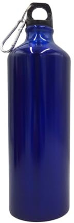 BURI Gourde en aluminium 1000 ml colorée avec mousqueton - Bouteille d'eau pour le sport - Couleur : bleu