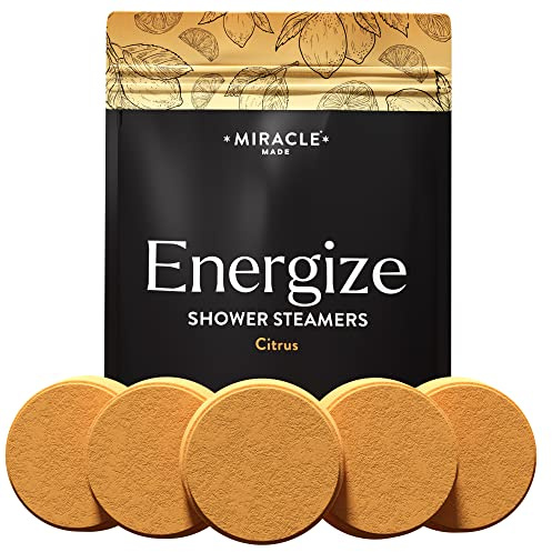 Miracle Made Citrus Mint Aromatherapy Shower Steamers – Essential Oil Shower Bombs for Relaxation, Nasal Relief & Daily Self-Care – 15 Shower Melt Tablets