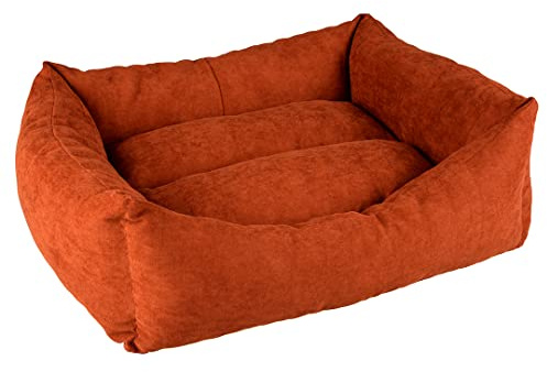 Duvoplus, Rectangular Dog Bed, Velvet Copper XL - 100 x 75 x 22 cm, Red, Eco-Friendly, Filling 100% Recycled Non-Slip Base, Comfortable and Warm Sleeping Place for Dogs