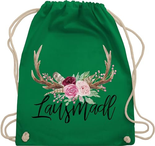 Shirtracer Turnbeutel Rucksack - Kompatibel mit Oktoberfest Tasche - Lausmadl Hirschgeweih I - Unisize - Grün - trachtenrucksack bayrische geweih beutelrucksäcke trachtentaschen bayrisch lausmädle
