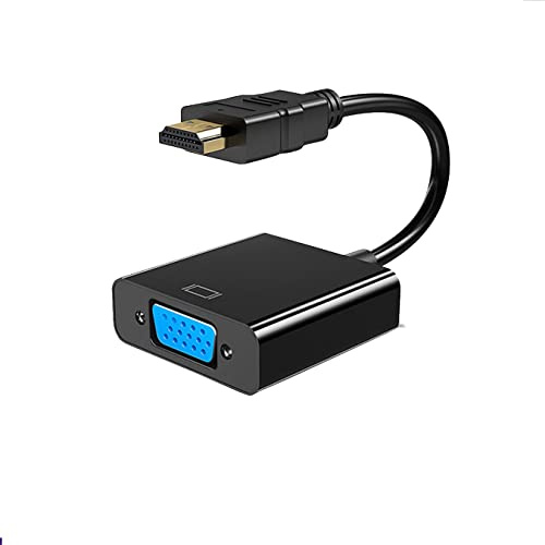 NAERSI Adaptador HDMI a VGA, chapado en oro (macho a hembra) para computadora, escritorio, laptop, PC, monitor, proyector, HDTV, Chromebook, Raspberry Pi, Roku, Xbox y más (negro)