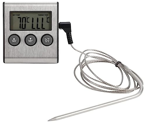 Uadme Thermomètre à Viande Numérique Pour Barbecue - Sonde De Cuisson Pour Aliments Avec Minuterie Et Outil De Mesure de la Température