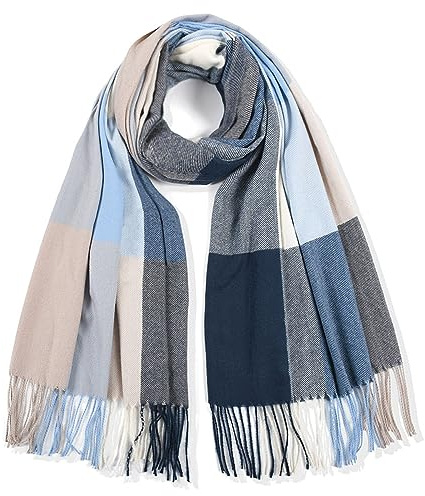 Écharpe Femme Carreaux Foulard Châle Douce d'Hiver Femme Chaude Longue Écharpe Motif à Carreuaux Vintage Multicolore