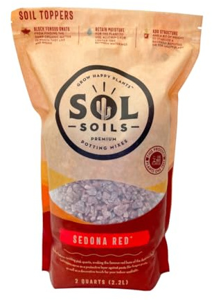 sol soils Sedona Red Soil Topper – Pink Quartz Decorative Rocks for Potted Plants, Succulents, Cactus, Houseplants, and More – Top Dressing for Water Retention & Pest Protection – 2 Quarts