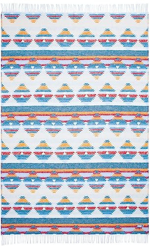 Steppenwolle® große Wolldecke Zion (135x200 cm) Decke mit Fransen 100% Schurwolle | Geeignet als Babydecke Kinderdecke & für Erwachsene | Decke grün blau rot gelb | Fair produziert in der EU