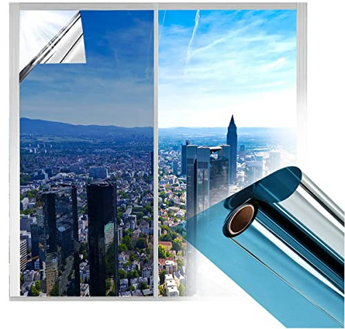 LQSSA Verdunkelungsfolie, Reflektierende Fensterfolie, Blendschutzfolie, Sonnenschutzfolie, Verspiegelte Sonnenschutzfolie/75 * 200Cm (29.5In*6.5Ft)