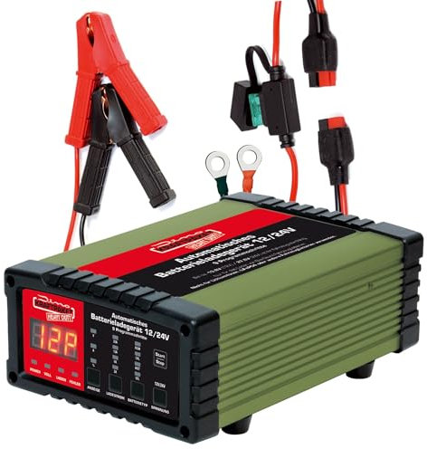 Dino KRAFTPAKET 25a/12a/6a/2a-12V/24V regelbares intelligentes und automatisches Batterieladegerät | KFZ-Ladegerät für Blei-Säure, Gel, EFB, Cal, AGM-Batterie | LKW Auto, HEAVY-DUTY
