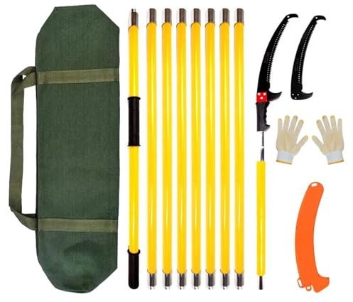 30Ft Pole Saws for Tree Trimming, Pruning Saw with 2 Sharp Scissor, Tree Loppers Long Reach Telescopic, Branch Cutter Kits with Storage Bag Garden Tools