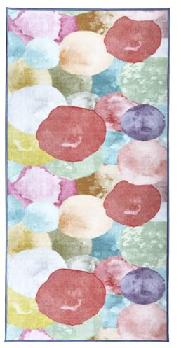KARAT Teppich Kinderzimmer Mädchen & Jungen Kinderteppich Läufer für Babyzimmer, rutschfeste Rückseite, Robust und Pflegeleicht, 80 x 500 cm, Bunt (Sugar Ballons)