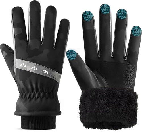Handschuhe Herren Damen, Winter Warm Winterhandschuhe Touchscreen Handschuhe Verdicktes Fleece Winddicht Wasserdicht rutschfest Sporthandschuhe Skihandschuhe für Radfahren, Laufen, Skifahren, Wandern