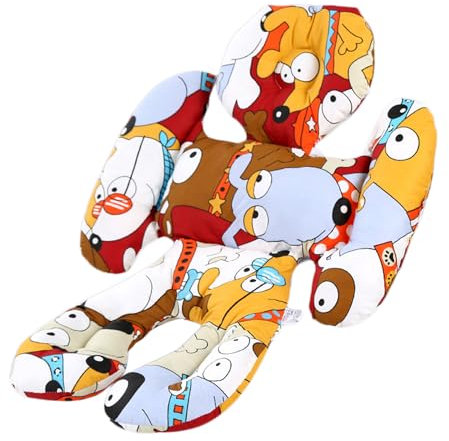 JUMUAO Universal Sitzauflage Kinderwagen,Doppelseitig Verwendbares Sitzeinlage Buggy,Sommer & Winter,Atmungsaktiv Baby Kinderwageneinlagen aus 100% Baumwolle für Babyschale Kinderwagen Buggy (Hund)