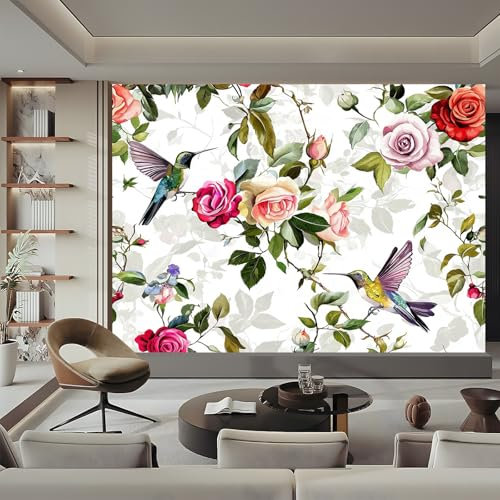 Bunt Fototapete 200 x 140 cm, SchöNe Blumen Im Retro-Stil Vlies Tapeten Moderne Wandtapete Wohnzimmer Schlafzimmer 3d Effekt Wand Dekoration