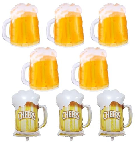 QFEHTHSK 8 Piezas Globos De Cerveza, Globos Gigantes De Jarra De Cerveza, Amarillo, Adecuados para Cumpleaños, Festivales, Fiestas Temáticas