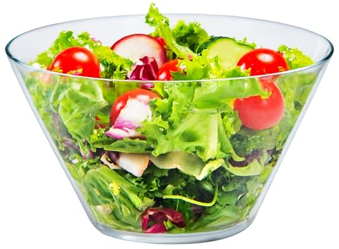 KONZEPT Salatschüssel aus bleifreiem Glas – 830 ml, Ø 16 cm, transparent, robust und stapelbar, ideal für Salate