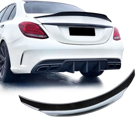 BDBO Rear Spoiler Wings for Mercedes Benz C Class W205 (2015-2021) C63 C160 C180 C200 C250 C300 C400 C450 C43 AMG Trunk Spoiler Wing Trunk Tail Rear Trunk Lid,Glossy Black - R Style Duckbill Spoiler