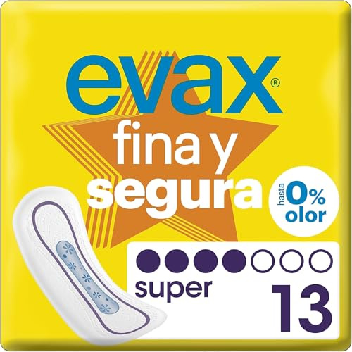 Evax Fina Y Segura Compresas Superabsobentes Super/Maxi, Neutralizan El Olor, Ultrafinas, 13 Unidades (Paquete de 10)