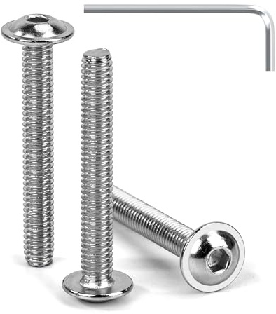 Tunejoy Tornillos de Cabeza Alomada con Brida M4 x 30 mm Tornillo de Cabeza Hexagonal de Acero Inoxidable A2 V2A Tornillos Máquina con llave Allen Rosca Completa 30 Piezas