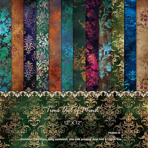 24 Blatt Vintage-Scrapbooking-Papier, 30,5 x 30,5 cm, einseitiges Muster, dekorativer Hintergrund, Kartonpapier für DIY-Kunstkarten, Scrapbooking, Fotoalbum, Dekoration, Geschenk, Dekoration