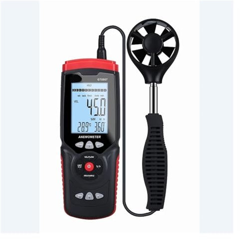 45m/s Digital Anemometer LCD Wind Speed Temperature Humidity Wind Velocity Flow Value Measure Sensor Multifunctional Anemometer(GT8907)