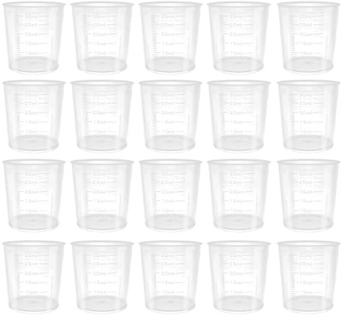 20 Pcs Medicine Cups,30ml Small Transparent Scale Measuring Cup Plastic Clear Graduated Mini Liquid Measure Pots,for Home Kitchen Cooking Lab Beakers Baking Meds Epoxy Mixing Scale Measures Tool