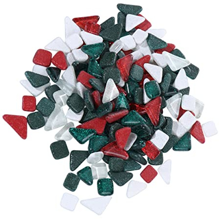 Angoily Diy Mosaiksteine Glitzernde Kristall Mosaiksteine Rot und Grün Unregelmäßige Form Handgefertigte Bastelmaterialien für Wohnaccessoires und Schmuckgestaltung