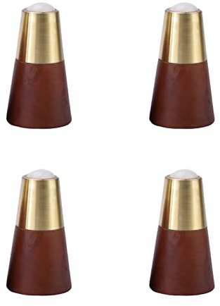 LKDCNUP End table legs, Wooden Furniture Legs,Round Tapered Mid-Century Modern Legs with Brass Base Replacement Legs