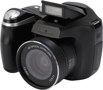 Jectse DSLR -Kamera, 4K 60m Spiegelloser Kamera, 12x Optisches CMOS 6X Digital Zoom, 4K -Videokamera, Foto und Video, Vlogging, Content Creator, Schwarz (Black)
