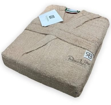 Italia Magazzini Accappatoio Calibrato Renato Balestra con Cappuccio Uomo/Donna in Spugna – Taglie Forti 3XL 4XL 5XL – Morbido, Assorbente, Ottima Qualità (Beige, 5XL)