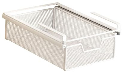 Fiocias Stahl Hängekorb Untertisch, Aufbewahrungskorb unter dem Regal, Schubladen Organizer mit Belüftetem Design Und Glatten Schienen, Ideal für Kleine Gegenstände für Küche, S