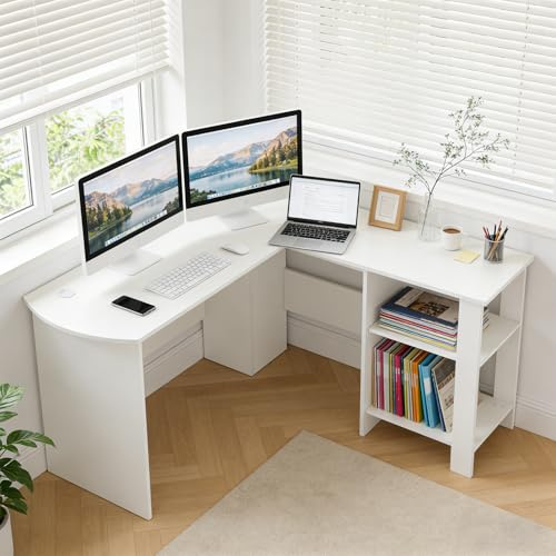 DUMOS Schreibtisch Computertisch Bürotisch mit Kopfhörer Halter und Aufbewahrungstasche Kleiner Schreibtisch Arbeitszimmer Holz PC Tisch Officetisch für Home Office