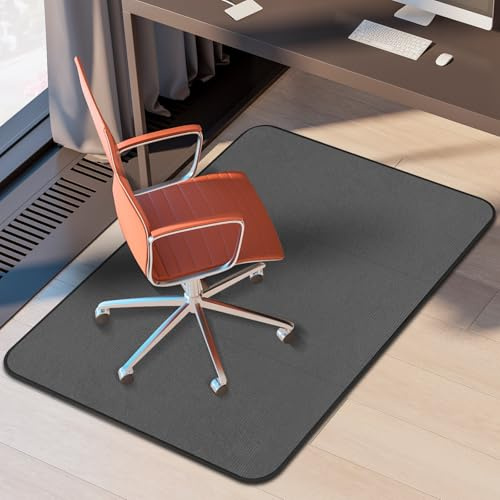 K KERNOWO Office Chair Mat for Carpet and Hardwood Floors, 47x35'' Corduroy Carpet Protector Chair Mat for Home & Office, Easy Glide Heavy-Duty Folding Mat (Grey)