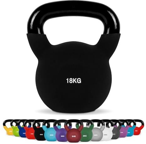 Kettlebell Profesional Neopreno 2-30 kg con póster de ejercicios, Pesas