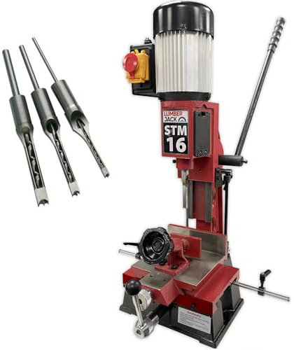 LUMBER JACK Bench Morticer with Sliding Table 370W Motor, Mortising Tenon Machine for Woodworking Drilling Wood Metal Milling Slotting