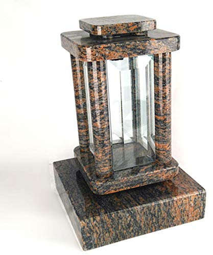 designgrab Modern Grablampe mit Sockel aus Granit Gneis Halmstad, Grabschmuckset