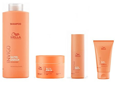 Wella INVIGO Nutri-Enrich Deep Nourishing Shampoo 1000ml, Mask 150ml, Wonder Balm 150ml and Express Mask 150ml