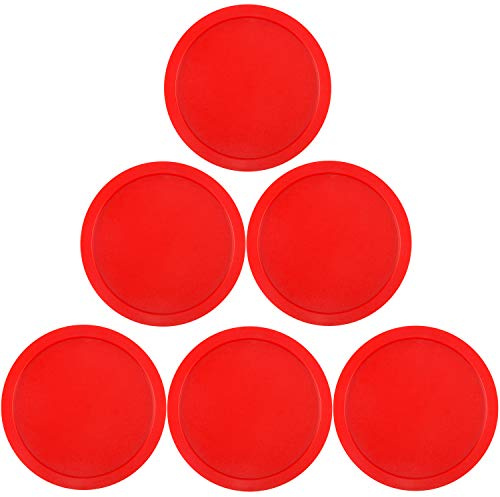 ONE250 3 1/4 inch Red Air Hockey Pucks, Full Size Goal Packs Replacement Accessories for Game Tables (6 Pcs)