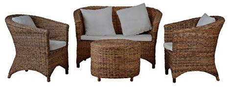MiaMöbel Sofa 122x75x70 cm Modern 100% Baumwolle Rattan Klar