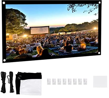 Plyisty HD Portable Matte Screen Projector, 84 inch Polyester Movie Screen, Wall Mount, Indoor Outdoor Use