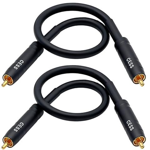 CNCESS CESS-111-1f RCA Preamp Jumpers Male to Male Patch Cable, 2 Pack (1 Foot)