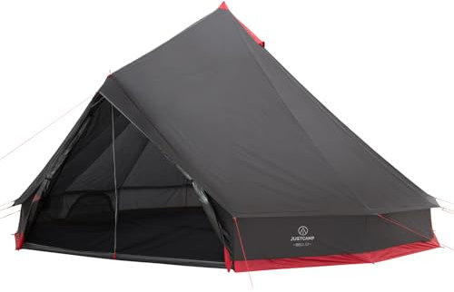 JUSTCAMP Bell 12 Tipi Zelt für Gruppen, Familien oder Camping bis zu 12 Personen, Grau